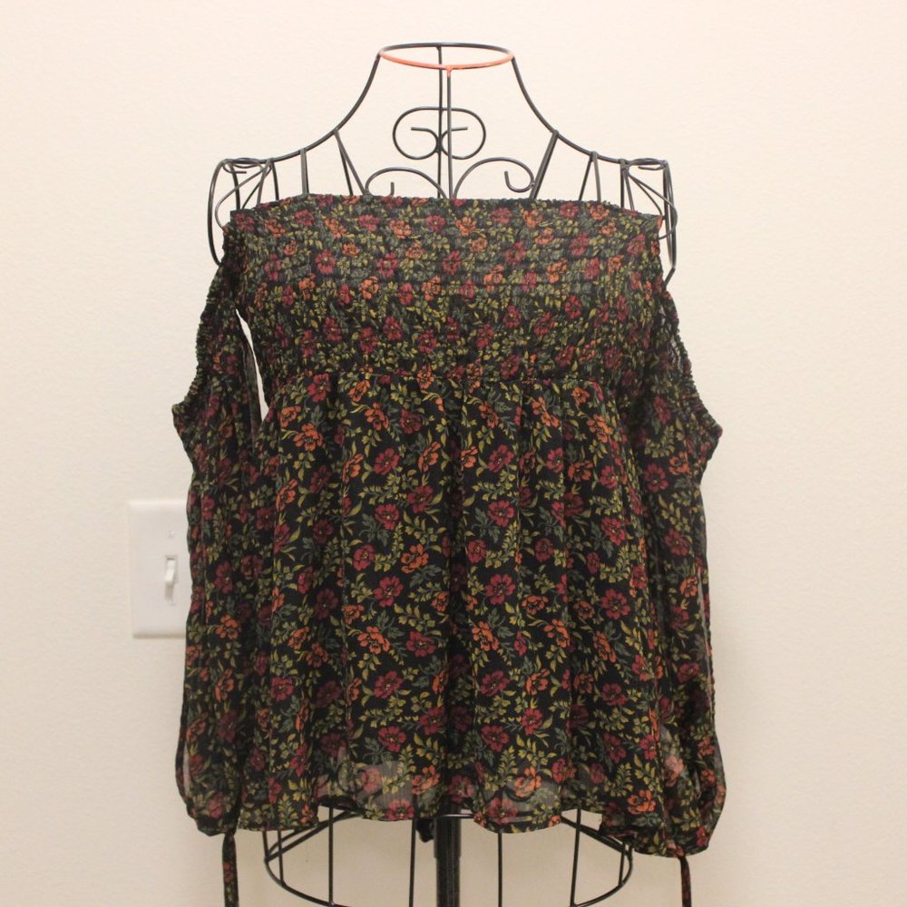 floral completely off the shoulder top
